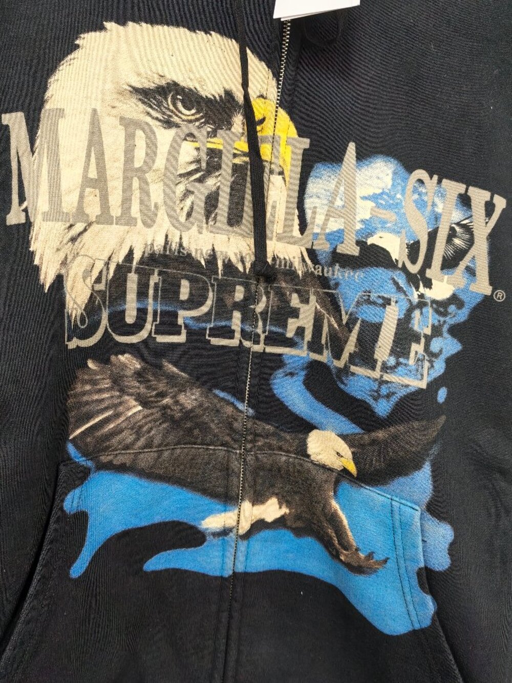 Black Graphic Zip-Up Hoodie with Eagle Print by Supreme - Picture 2 of 9